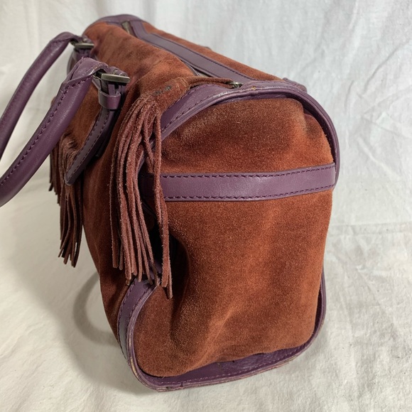 BURBERRY Purple Suede Fringed Barrel Tassel - Picture 2 of 14